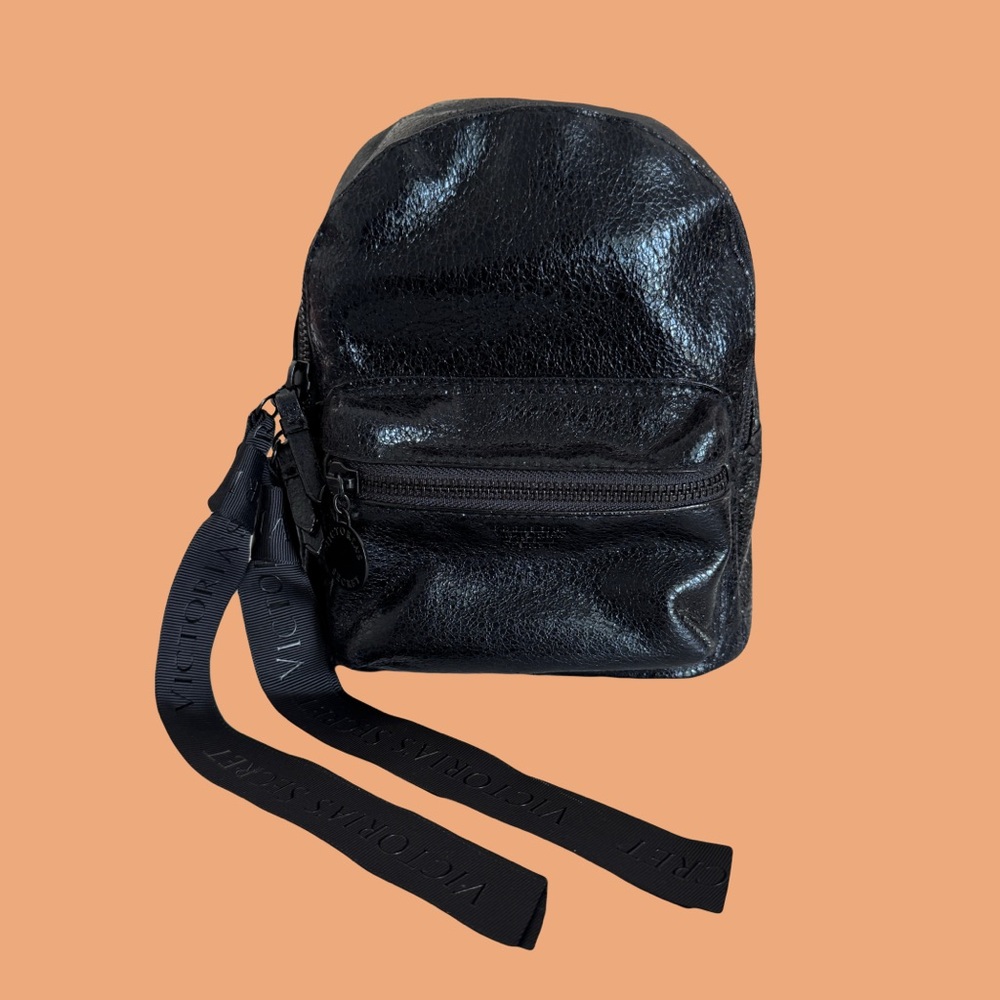 Victoria's Secret Black Glossy Backpack